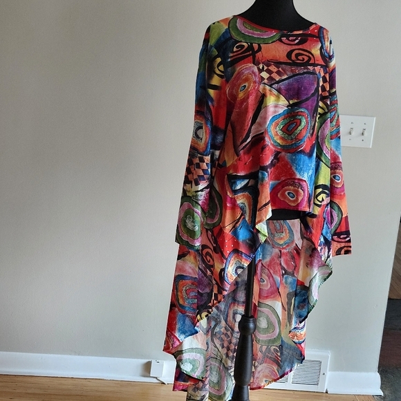 Zanzea Tops - Colorful Abstract Women's  Hi low shirt dress